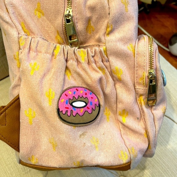 Madden Girl Pink Backpack w/Gold Cactus Design - Picture 2 of 13